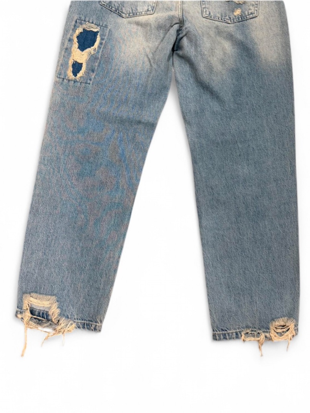 Free People Desert Rose Floral Patchwork Distressed Straight Leg Jeans - Picture 8 of 8